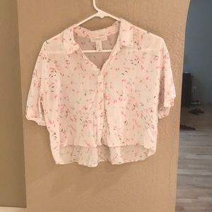 Forever 21 patterned crop top button up